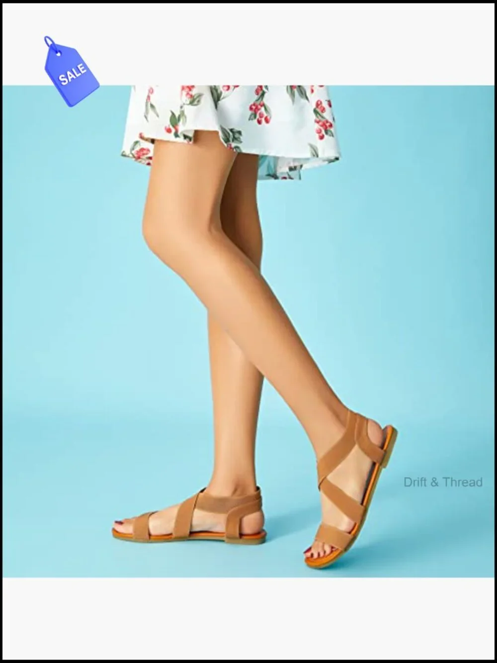 Women's Elastic Cross-Strap Flat Sandals - Non-Slip Sole - Cushioned Insole -